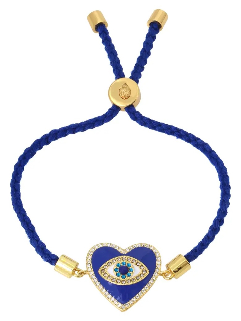 Kurt Geiger Evil Eye Heart Slide Blue Gold Rope Bracelet